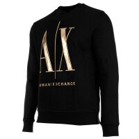 A|X ARMANI EXCHANGE Herren Sweatshirt - Pullover, Rundhals, Logo Schwarz/Gold 2XL