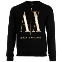 A|X ARMANI EXCHANGE Mens Sweatshirt - Pullover, Round Neck, Logo Black/Gold 2XL (XX-Large)