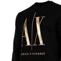 A|X ARMANI EXCHANGE Mens Sweatshirt - Pullover, Round Neck, Logo Black/Gold 2XL (XX-Large)