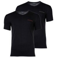 EMPORIO ARMANI Mens T-shirt, 2-pack - CORE LOGOBAND, V-Neck, Stretch Cotton Black L (Large)