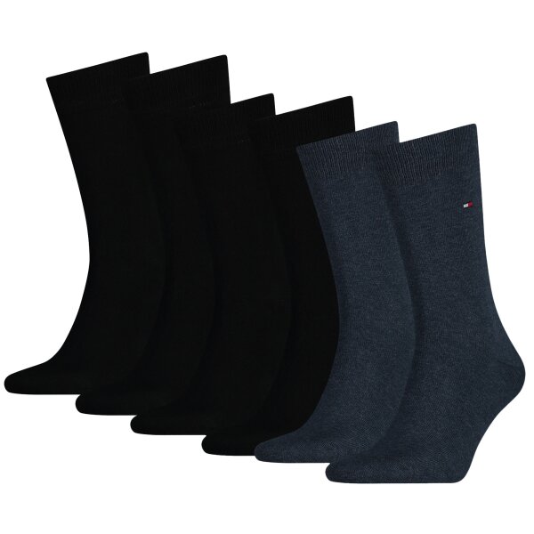 TOMMY HILFIGER Herren Socken, 6er Pack - Classic, Strümpfe, einfarbig Schwarz(2x)/Blau 47-49