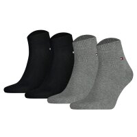 TOMMY HILFIGER Herren Quarter Socken, 4er Pack - Sneaker, Unifarben, 39-49 Schwarz/Grau 47-49