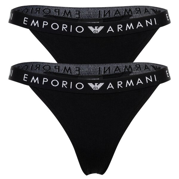 EMPORIO ARMANI Damen String, 2er Pack - ICONIC LOGOBAND, T-Thong, Cotton Stretch