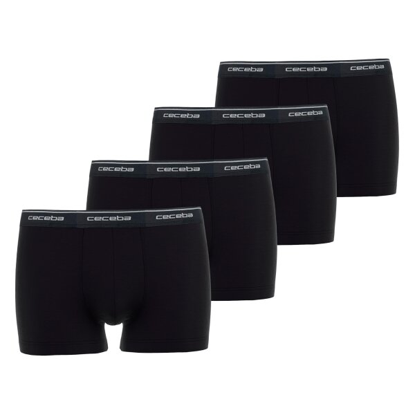 CECEBA mens boxer shorts, 4-pack - Monza, underwear, logo, single-coloured Black M (Medium)