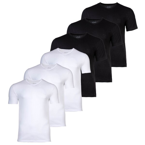 BOSS Herren T-Shirt, 6er Pack - TShirtVN Classic, Unterhemd, V-Neck, Cotton Schwarz/Weiß 2XL