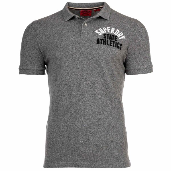 Superdry Herren Poloshirt - Vintage Superstate, Kurzarm, Knopfleiste, Baumwolle Grau meliert M