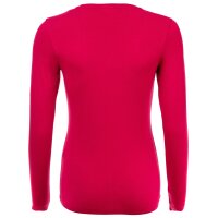 EMPORIO ARMANI Ladies Long Sleeve Shirt - ESSENTIAL STUDS LOGO, Round Neck, Stretch Cotton Pink S (Small)
