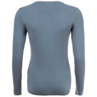 EMPORIO ARMANI Damen Langarm-Shirt - ESSENTIAL STUDS LOGO, Rundhals, Stretch Cotton Blau XS
