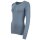 EMPORIO ARMANI Damen Langarm-Shirt - ESSENTIAL STUDS LOGO, Rundhals, Stretch Cotton Blau XS