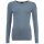 EMPORIO ARMANI Ladies Long Sleeve Shirt - ESSENTIAL STUDS LOGO, Round Neck, Stretch Cotton Blue XS (X-Small)