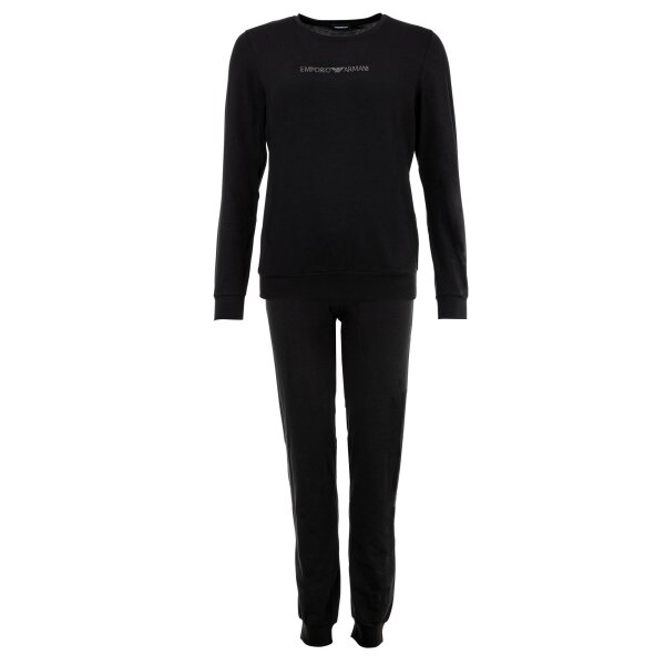 EMPORIO ARMANI Ladies Pyjama Set 2-piece - ESSENTIAL STUDS LOGO, Stretch Cotton Black S (Small)