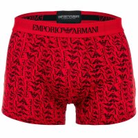 EMPORIO ARMANI mens trunks, 3-pack - PURE COTTON, boxer shorts, plain/patterned Red/black M (Medium)