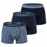 EMPORIO ARMANI mens trunks, 3-pack - PURE COTTON, boxer shorts, plain/patterned Navy/blue M (Medium)