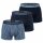 EMPORIO ARMANI mens trunks, 3-pack - PURE COTTON, boxer shorts, plain/patterned Navy/blue M (Medium)
