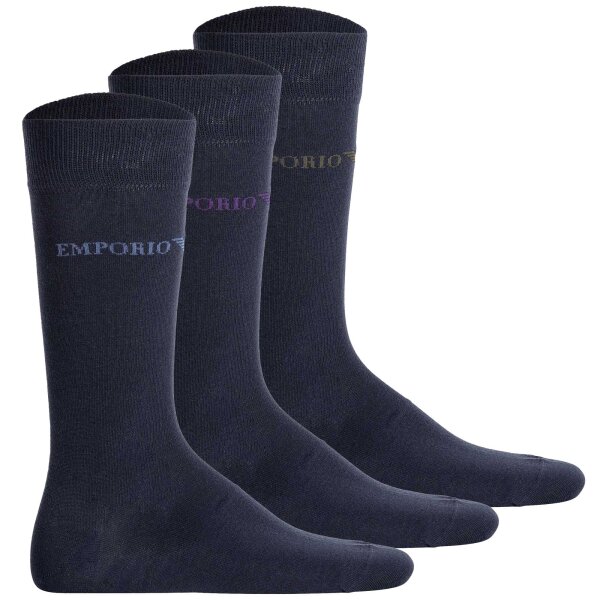 EMPORIO ARMANI Herren Socken, 3er Pack - CASUAL COTTON, Kurzsocken, One Size Marine 40-45