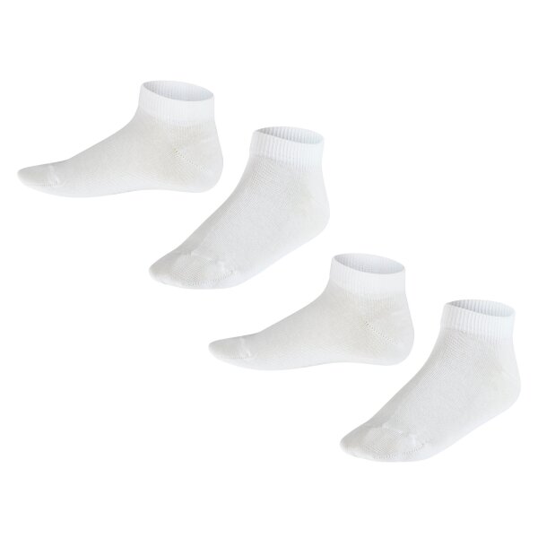 FALKE childrens sneaker socks, 2-pack - Happy, short socks, single-coloured White 23-26