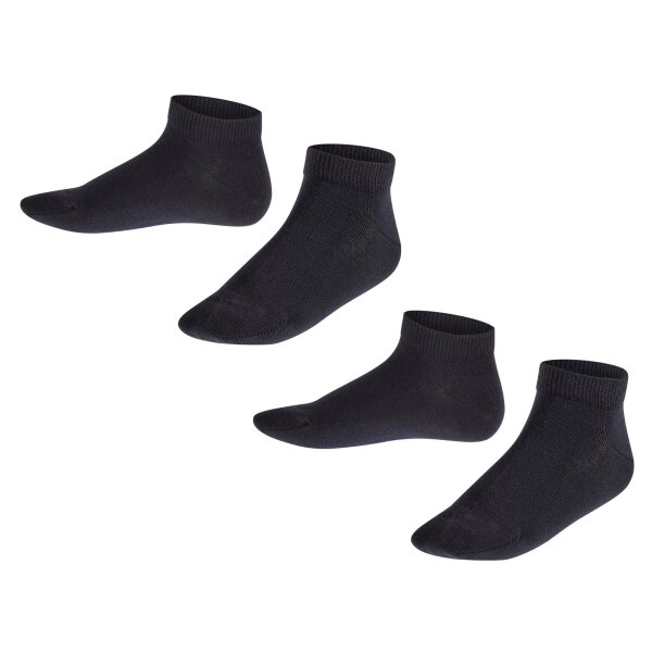 FALKE Kinder Sneakersocken, 2er Pack - Happy, Kurzsocken, einfarbig Schwarz 23-26
