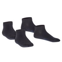 FALKE childrens sneaker socks, 2-pack - Happy, short socks, single-coloured Black 23-26