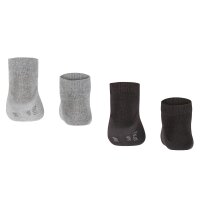 FALKE childrens sneaker socks, 2-pack - Happy, short socks, single-coloured Black/Grey 39-42