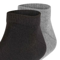 FALKE childrens sneaker socks, 2-pack - Happy, short socks, single-coloured Black/Grey 39-42