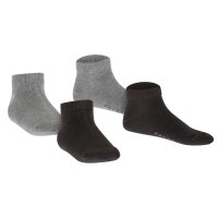 FALKE Kinder Sneakersocken, 2er Pack - Happy, Kurzsocken, einfarbig Schwarz/Grau 39-42