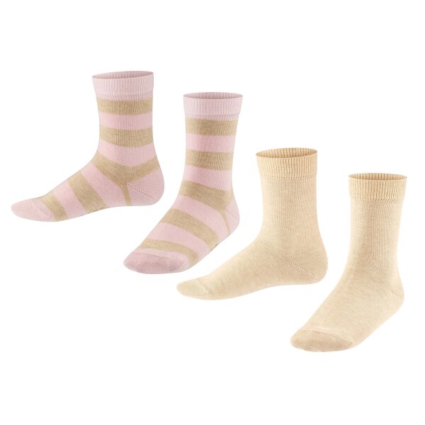 FALKE childrens socks, 2-pack - Happy Stripe, short socks, striped Light pink/Beige 23-26