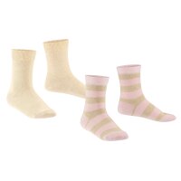 FALKE childrens socks, 2-pack - Happy Stripe, short socks, striped Light pink/Beige 23-26