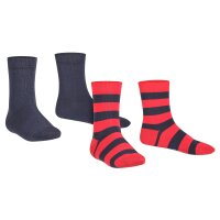 FALKE Kinder Socken, 2er Pack - Happy Stripe, Kurzsocken, gestreift Blau/Rot 27-30