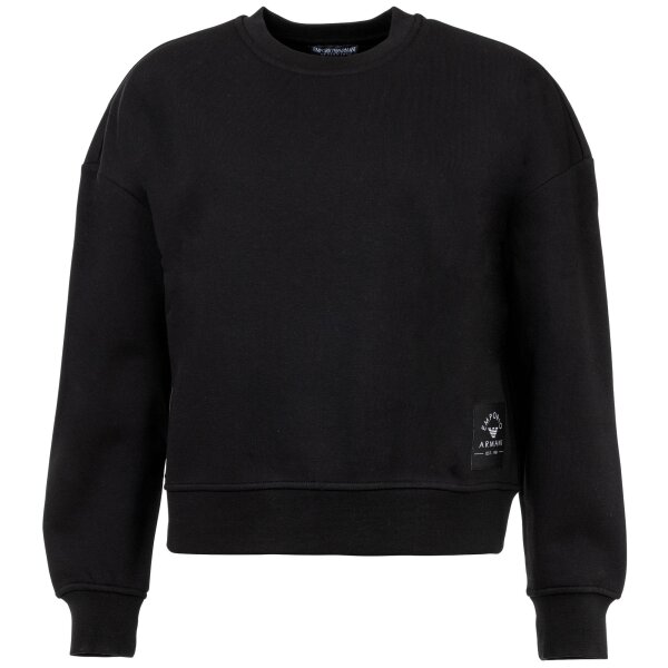 EMPORIO ARMANI Damen Sweatshirt - ICONIC TERRY, Crew Neck, Rundhals, Cotton-Mix Schwarz L
