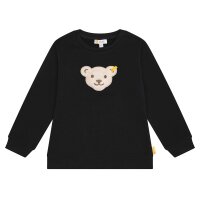 Steiff Kinder Sweatshirt - Teddy-Applikation, Cotton Stretch, uni Schwarz 92