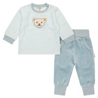 Steiff baby sweatsuit, 2-piece - homewear, set, long, striped, teddy motif