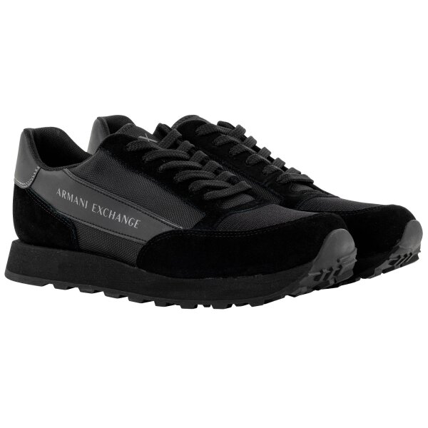 A|X ARMANI EXCHANGE Mens trainer - Sneaker, Low, Retro, Logo, Leather/Textile Black EU 44 (UK 10)