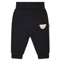 Steiff Baby jogging trousers - long, teddy motif, unisex, single-coloured Black 74