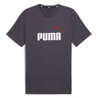 PUMA Mens T-Shirt - ESS+ Essentials 2 Col Logo Tee, round neck, short sleeve, uni Grey (Galactic) S (Small)