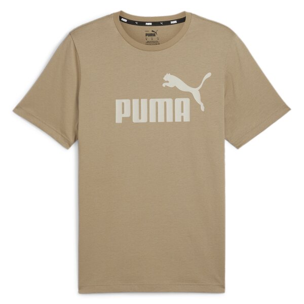 PUMA Herren T-Shirt - ESS Logo Tee, Rundhals, Baumwolle, uni Beige (Oak Branch) S