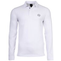 A|X ARMANI EXCHANGE mens long-sleeved polo shirt - button placket, pique, cotton stretch White S (Small)