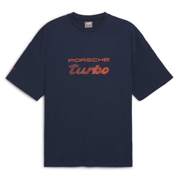 PUMA Herren T-Shirt - Porsche Turbo Motorsport Tee, Kurzarm, Logo-Print, Baumwolle Blau M