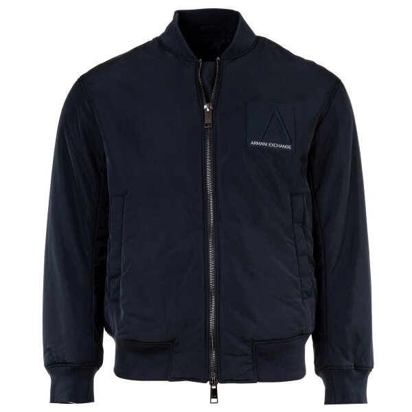 A|X ARMANI EXCHANGE mens bomber jacket - blouson, zip, baseball collar, logo Blue S (Small)