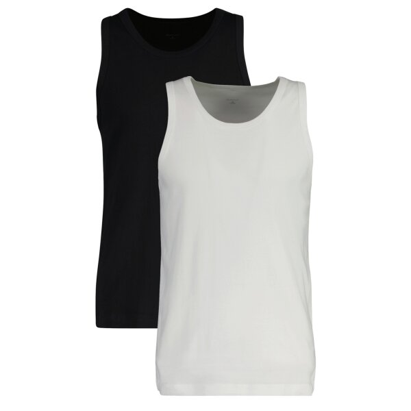 GANT mens vest, 2-pack - TANK TOP, round neck shirt, sleeveless, stretch cotton Black/White S (Small)