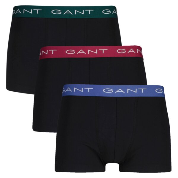 GANT Herren Trunks, 3er Pack - Boxershorts, Cotton Stretch, Logo, einfarbig