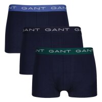 GANT Herren Trunks, 3er Pack - Boxershorts, Cotton Stretch, Logo, einfarbig Blau M