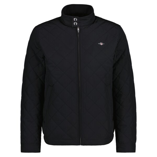 GANT Mens Quilted Jacket - QUILTED WINDCHEATER, Zip, Stand-up Collar, Logo Black 2XL (XX-Large)