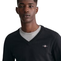GANT Herren Pullover - CLASSIC COTTON V-NECK, Strickpullover, V-Ausschnitt, Baumwolle Schwarz M