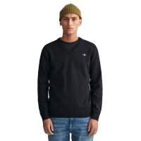 GANT Herren Pullover - CLASSIC COTTON V-NECK, Strickpullover, V-Ausschnitt, Baumwolle Schwarz M