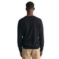 GANT Mens Pullover - CLASSIC COTTON V-NECK, knitted jumper, V-neck, cotton Black M (Medium)