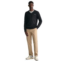 GANT Mens Pullover - CLASSIC COTTON V-NECK, knitted jumper, V-neck, cotton Black M (Medium)