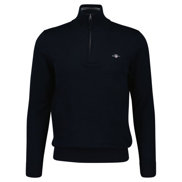 GANT mens pullover with zip collar - CLASSIC COTTON HALF ZIP, knitted jumper, cotton Blue M (Medium)