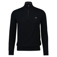 GANT mens pullover with zip collar - CLASSIC COTTON HALF ZIP, knitted jumper, cotton Black M (Medium)