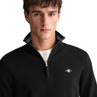 GANT mens pullover with zip collar - CLASSIC COTTON HALF ZIP, knitted jumper, cotton Black M (Medium)
