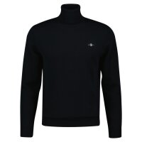 GANT Mens Pullover - CLASSIC COTTON ROLLERNECK, knitted jumper, turtleneck, cotton Black M (Medium)